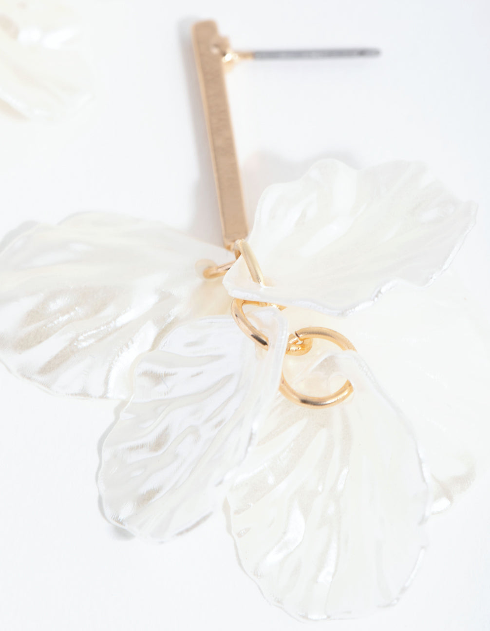 Gold Pearlised Petal Drop Earrings