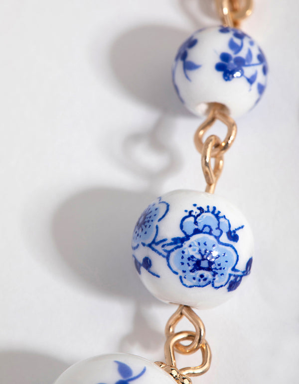 Gold Triple Bead Huggie Earrings