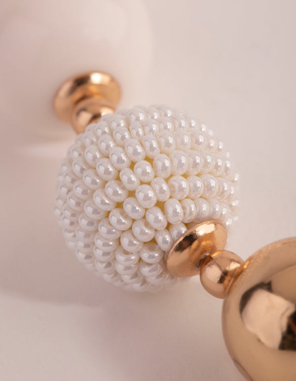 Gold Mixed Texture Beaded Short Necklace