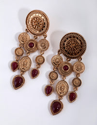 Antique Gold Stamped Multi Disc Earrings - link has visual effect only
