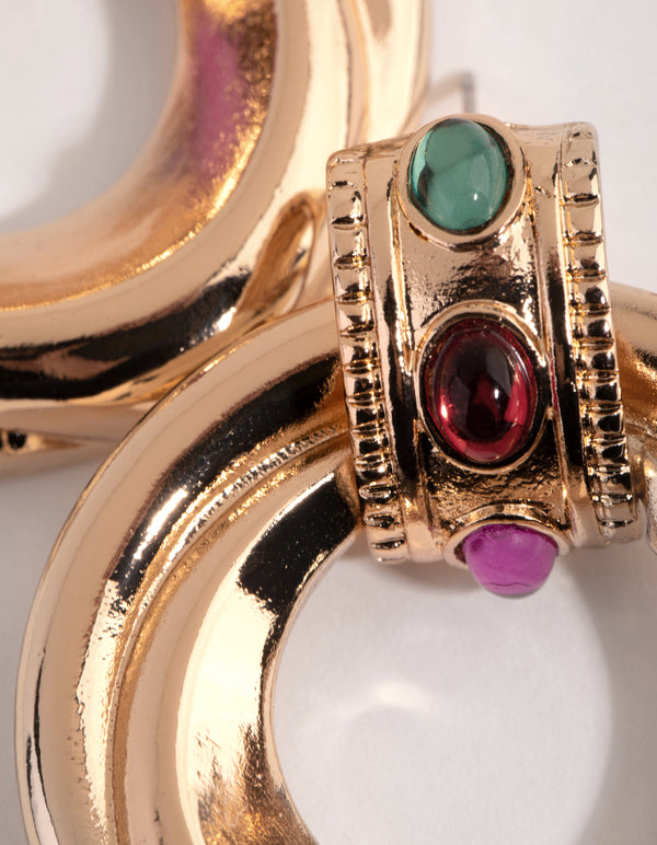 Gold Chunky Round Statement Earrings