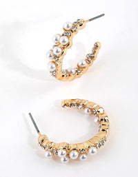 Gold Pearl Hoop Earrings - link has visual effect only