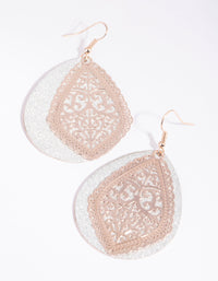 Rose Gold Glitter & Filigree Earrings - link has visual effect only