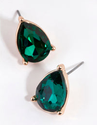 Gold Diamante Claw Pear Stud Earrings - link has visual effect only