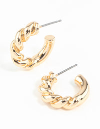 Gold Rope Twist Huggie Earrings - link has visual effect only