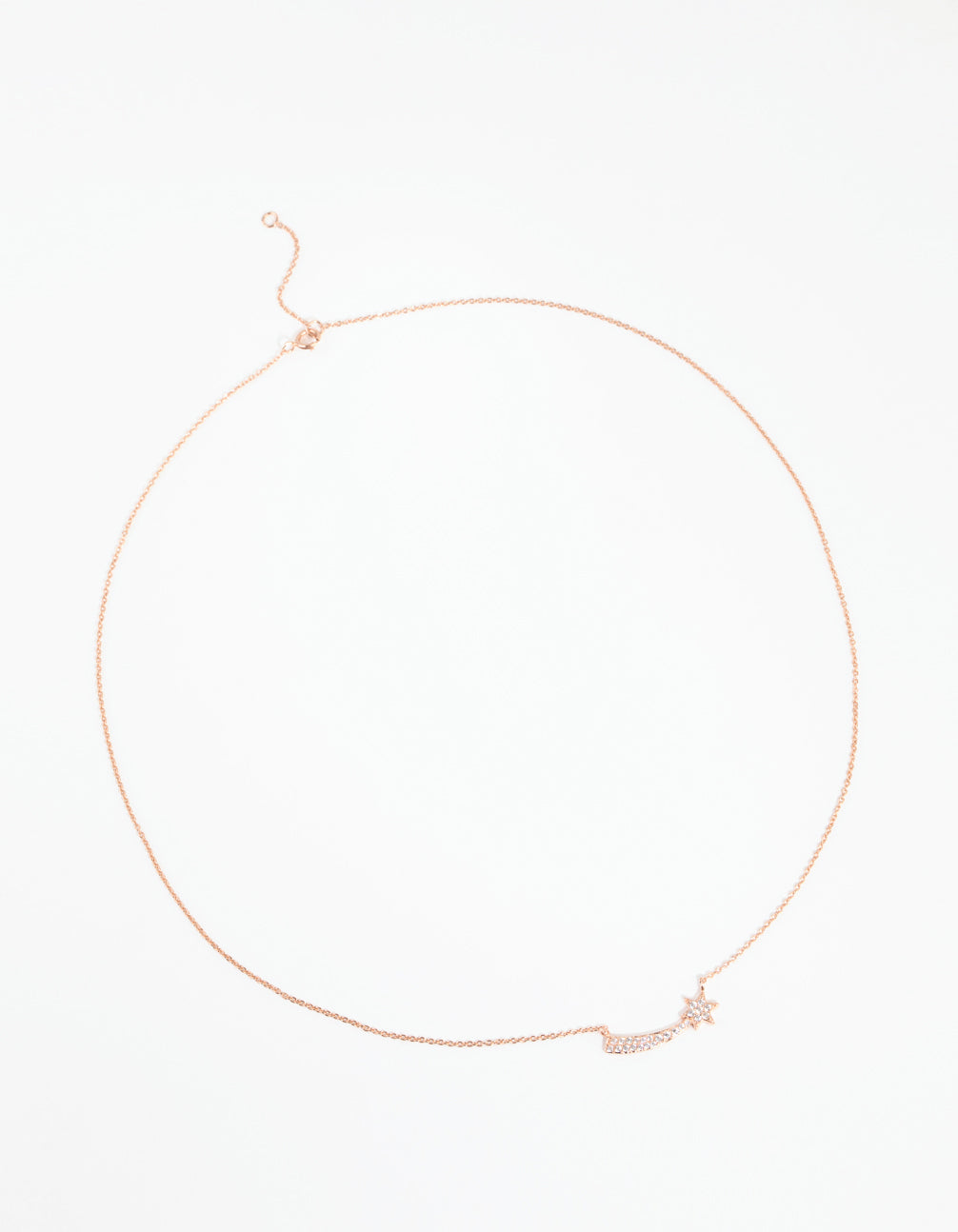Rose Gold Plated Sterling Silver Cubic Zirconia Shooting Star Necklace