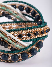 Gold & Green Beaded Bangle - link has visual effect only