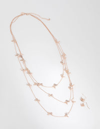 Rose Gold Cut Out Butterfly Necklace & Earring Set - link has visual effect only