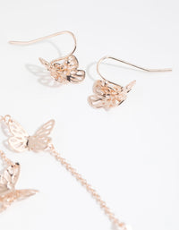 Rose Gold Cut Out Butterfly Necklace & Earring Set - link has visual effect only