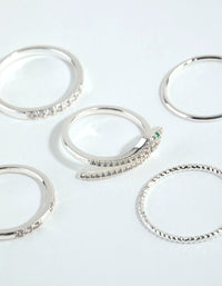 Silver Cubic Zirconia Snake Ring Pack - link has visual effect only