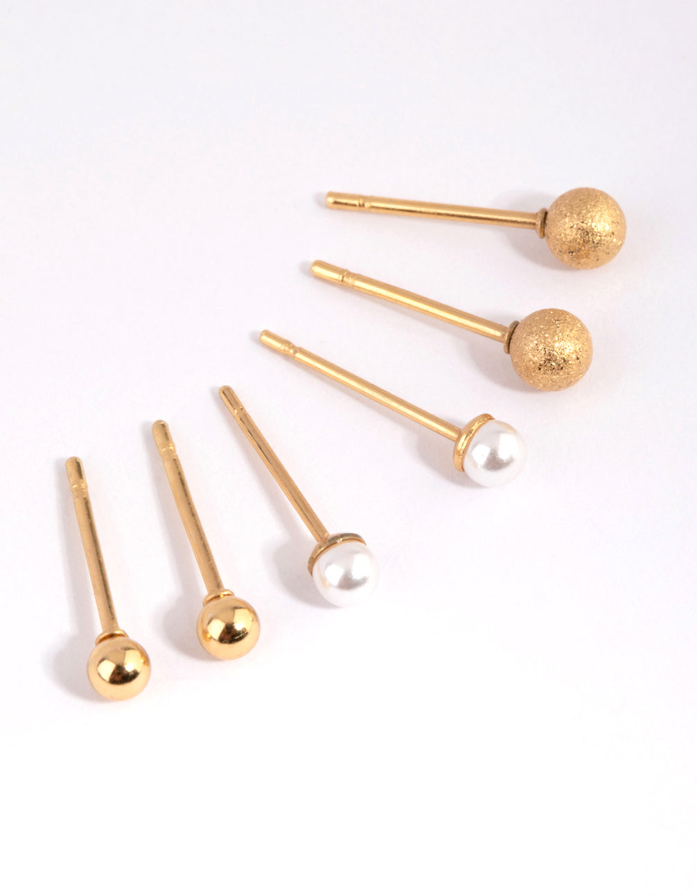 Gold Plated Surgical Steel Textured Ball Stud Earring Pack