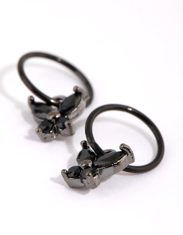 Matte Black Butterfly Sleeper Earrings