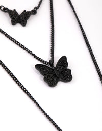 Matte Black Butterfly Layered Necklace - link has visual effect only