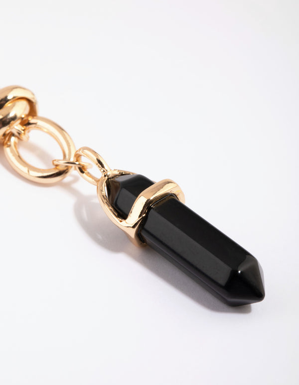 Gold Link Chain Black Shard Necklace