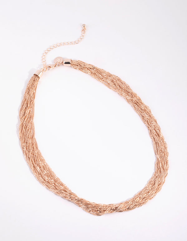Rose Gold Fine Twisted Chain Necklace