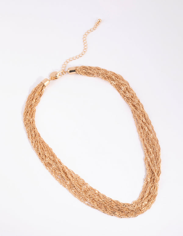 Gold Fine Twisted Chain Necklace