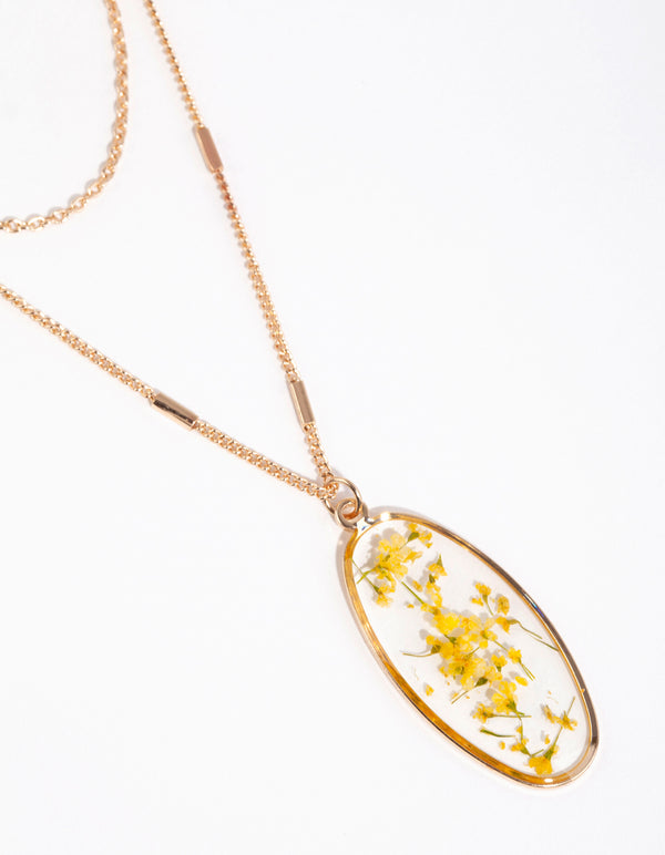 Gold Trapped Flower Layered Necklace