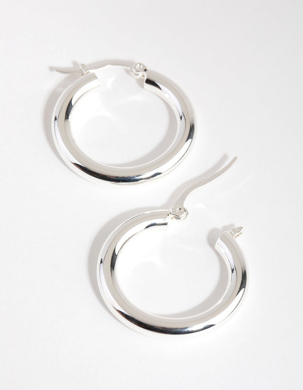 Silver Plated Thin Hoop Earrings