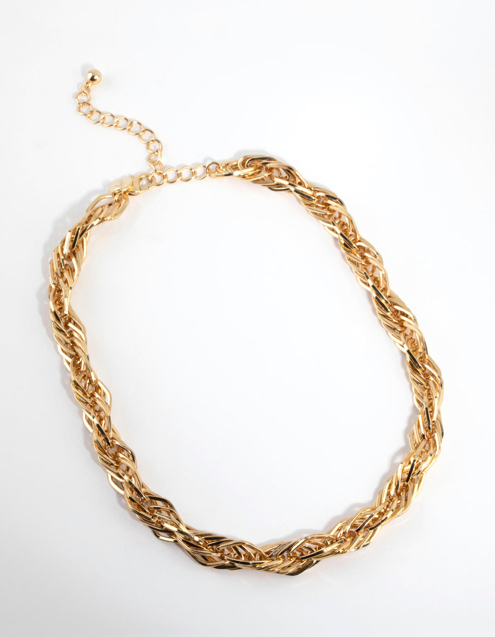 Gold Plated Textured Twist Chain Necklace