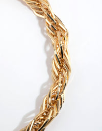 Gold Plated Textured Twist Chain Necklace - link has visual effect only