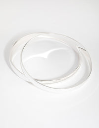 Silver Plated Plain Hoop Bangle Bracelet - link has visual effect only