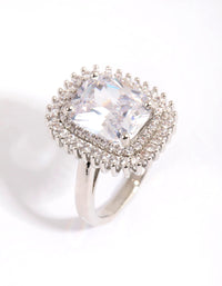 Silver Cushion Pink Cubic Zirconia Ring - link has visual effect only