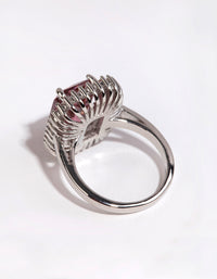 Silver Cushion Pink Cubic Zirconia Ring - link has visual effect only