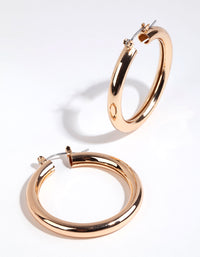 Gold Curved Medium Hoop Earrings - link has visual effect only