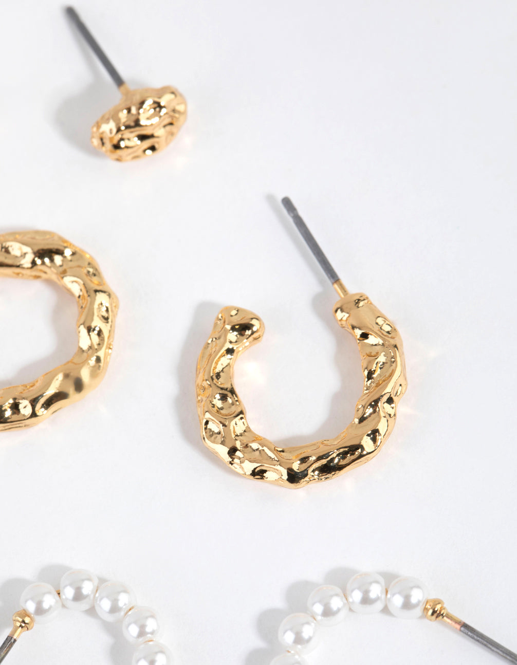 Gold Plated Pearl & Molten Earring Pack