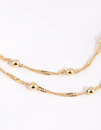 Gold Plated Ball & Twist Chain Necklace Set - link has visual effect only