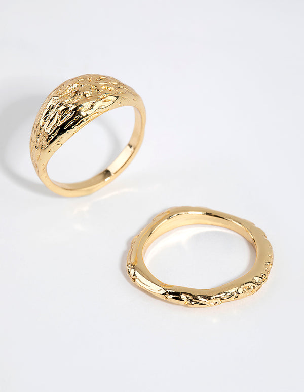 Gold Plated Molten Ring Set