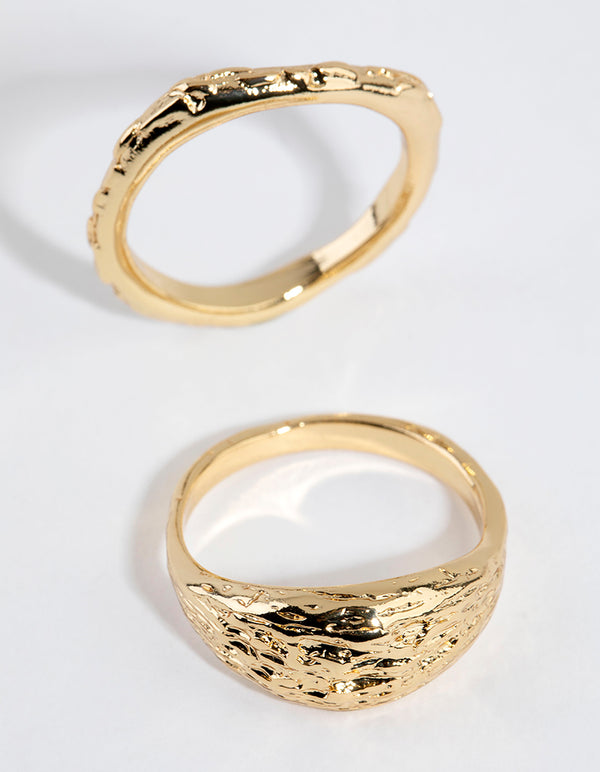 Gold Plated Molten Ring Set
