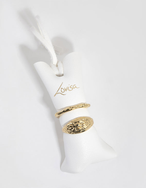 Gold Plated Molten Ring Set