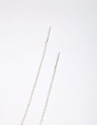 Sterling Silver Cubic Zirconia Teardrop Thread Through Earrings - link has visual effect only