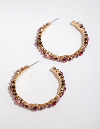 Antique Gold Stone Set Hoop Earrings - link has visual effect only