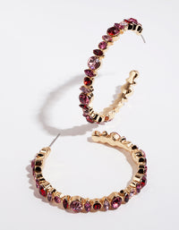 Antique Gold Stone Set Hoop Earrings - link has visual effect only