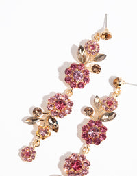 Gold Pretty Flower Drop Earrings - link has visual effect only