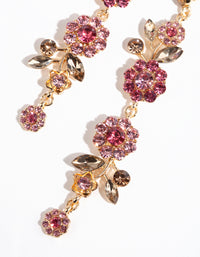 Gold Pretty Flower Drop Earrings - link has visual effect only