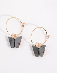 Grey Butterfly Hoop Earrings - link has visual effect only