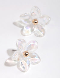 Gold Acrylic Petal Flower Earrings - link has visual effect only