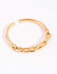 Gold Plated Sterling Silver Chain Ring - link has visual effect only