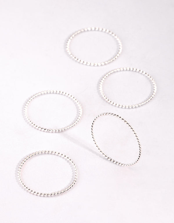 Sterling Silver Diamond Cut Band Ring