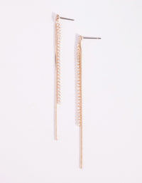 Rose Gold Cubic Zirconia Chain Drop Earrings - link has visual effect only