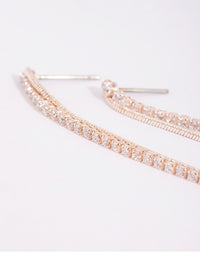 Rose Gold Cubic Zirconia Chain Drop Earrings - link has visual effect only