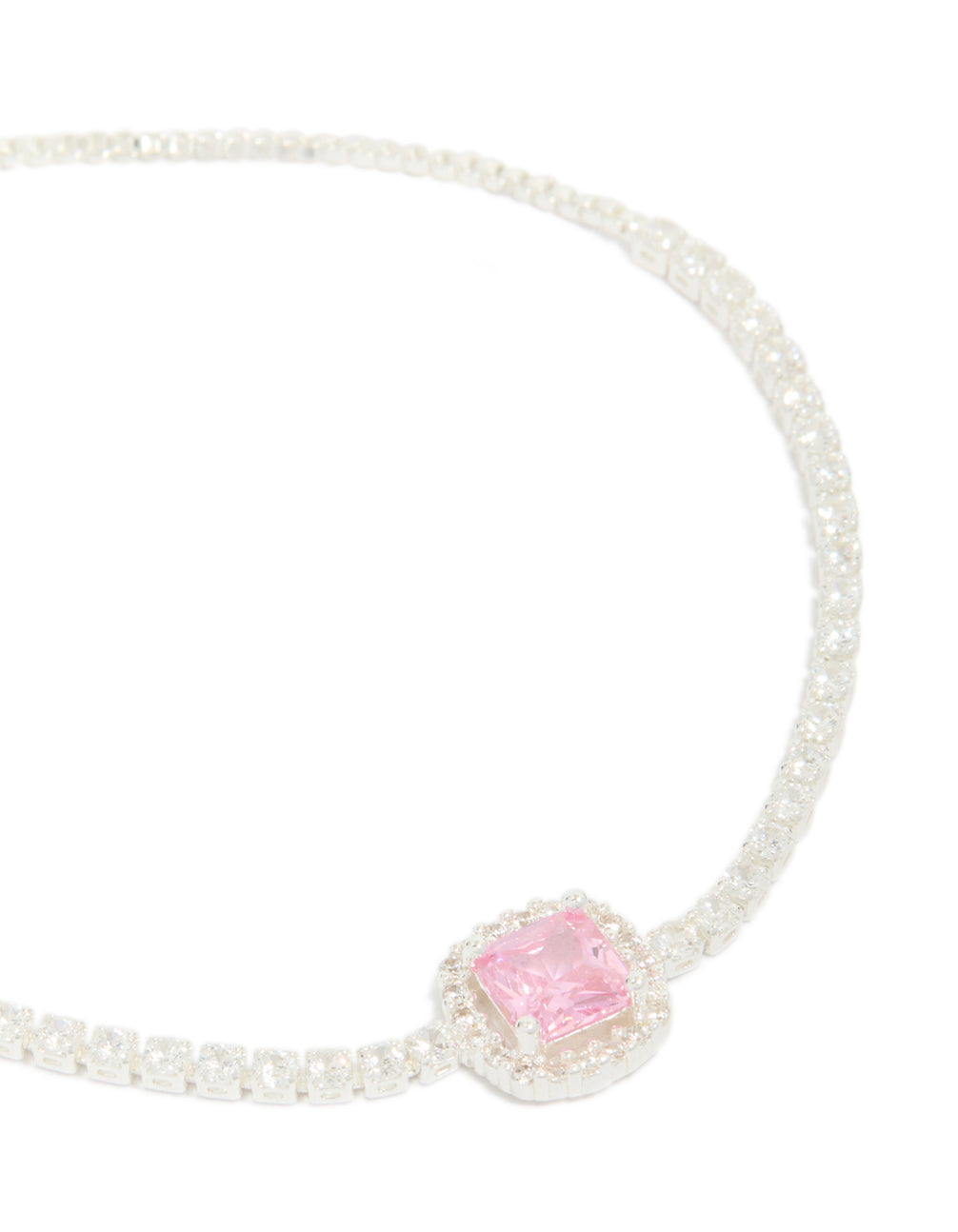 Silver Cubic Zirconia Square Halo Toggle Bracelet