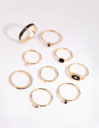 Gold Mixed Enamel Stone Ring Pack - link has visual effect only
