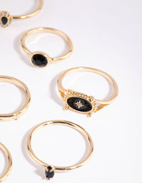 Gold Mixed Enamel Stone Ring Pack - link has visual effect only