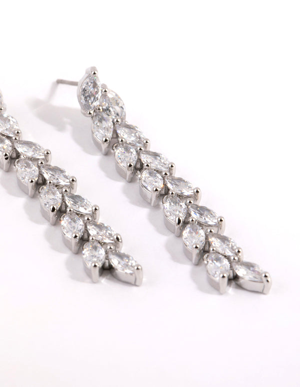 Silver Cubic Zirconia Marquise Drop Earrings