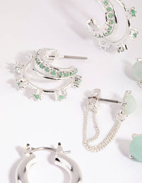 Silver Amazonite Hoop Earring Stack Pack - link has visual effect only