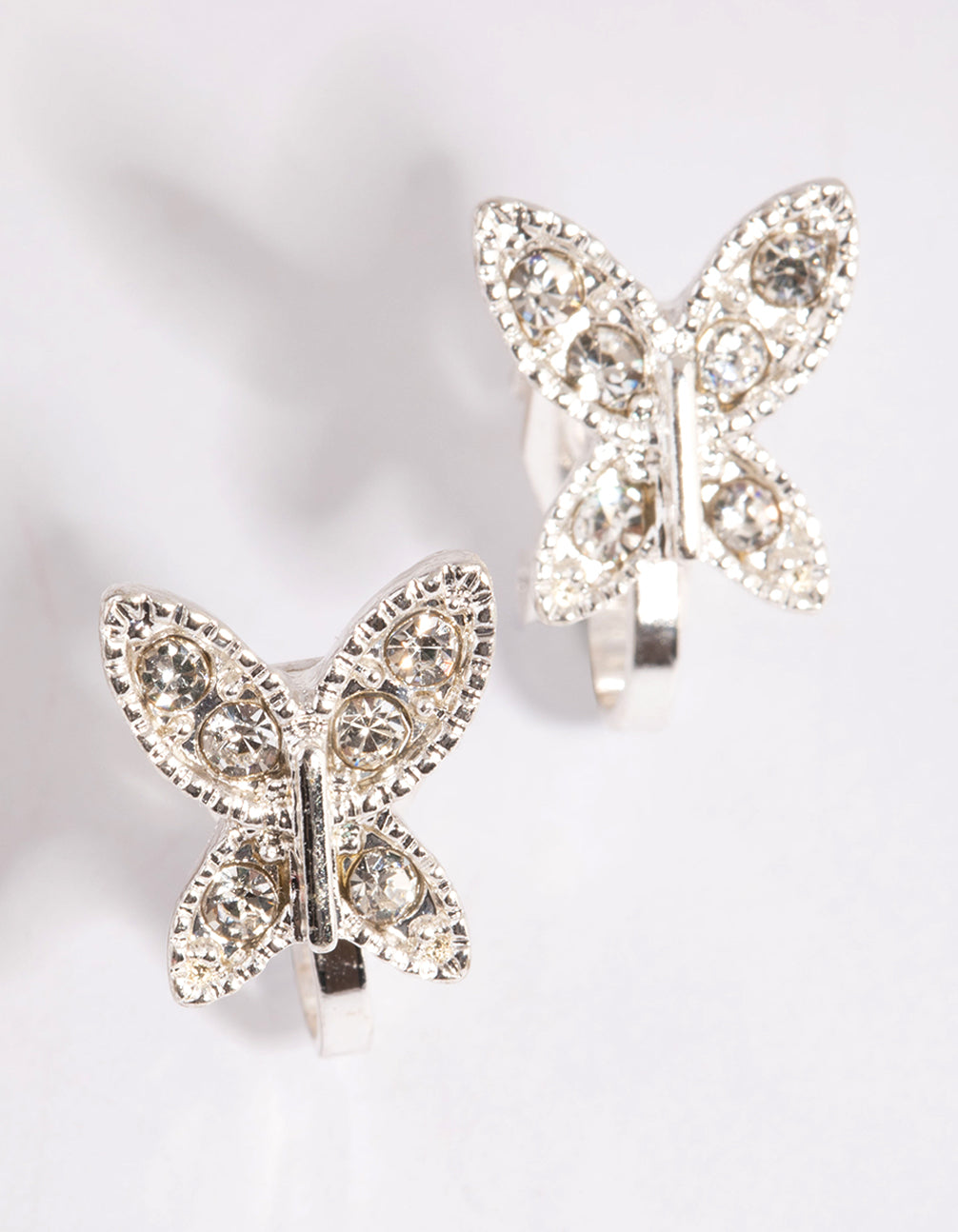 CLIP ON crystal PIXEL BUTTERFLY EARRINGS silver CLIP ON crystal PIXEL BUTTERFLY EARRINGS silver